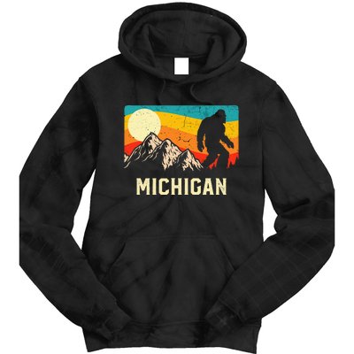 Michigan Bigfoot Sasquatch Mountains Retro Hiking  Tie Dye Hoodie