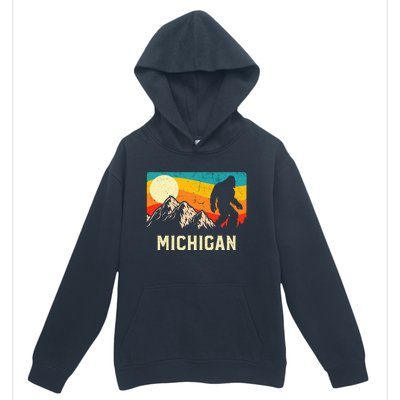 Michigan Bigfoot Sasquatch Mountains Retro Hiking  Urban Pullover Hoodie