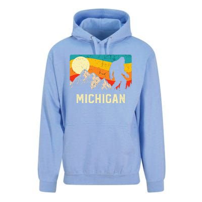 Michigan Bigfoot Sasquatch Mountains Retro Hiking  Unisex Surf Hoodie