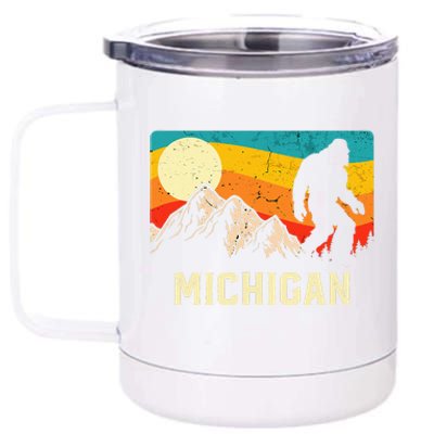 Michigan Bigfoot Sasquatch Mountains Retro Hiking  12 oz Stainless Steel Tumbler Cup