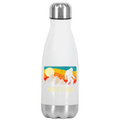 Michigan Bigfoot Sasquatch Mountains Retro Hiking  Stainless Steel Insulated Water Bottle