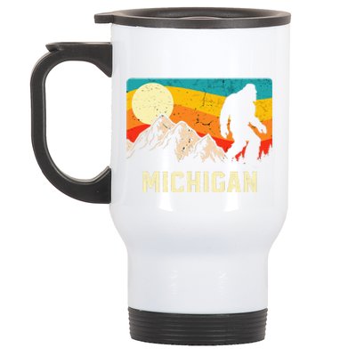 Michigan Bigfoot Sasquatch Mountains Retro Hiking  Stainless Steel Travel Mug