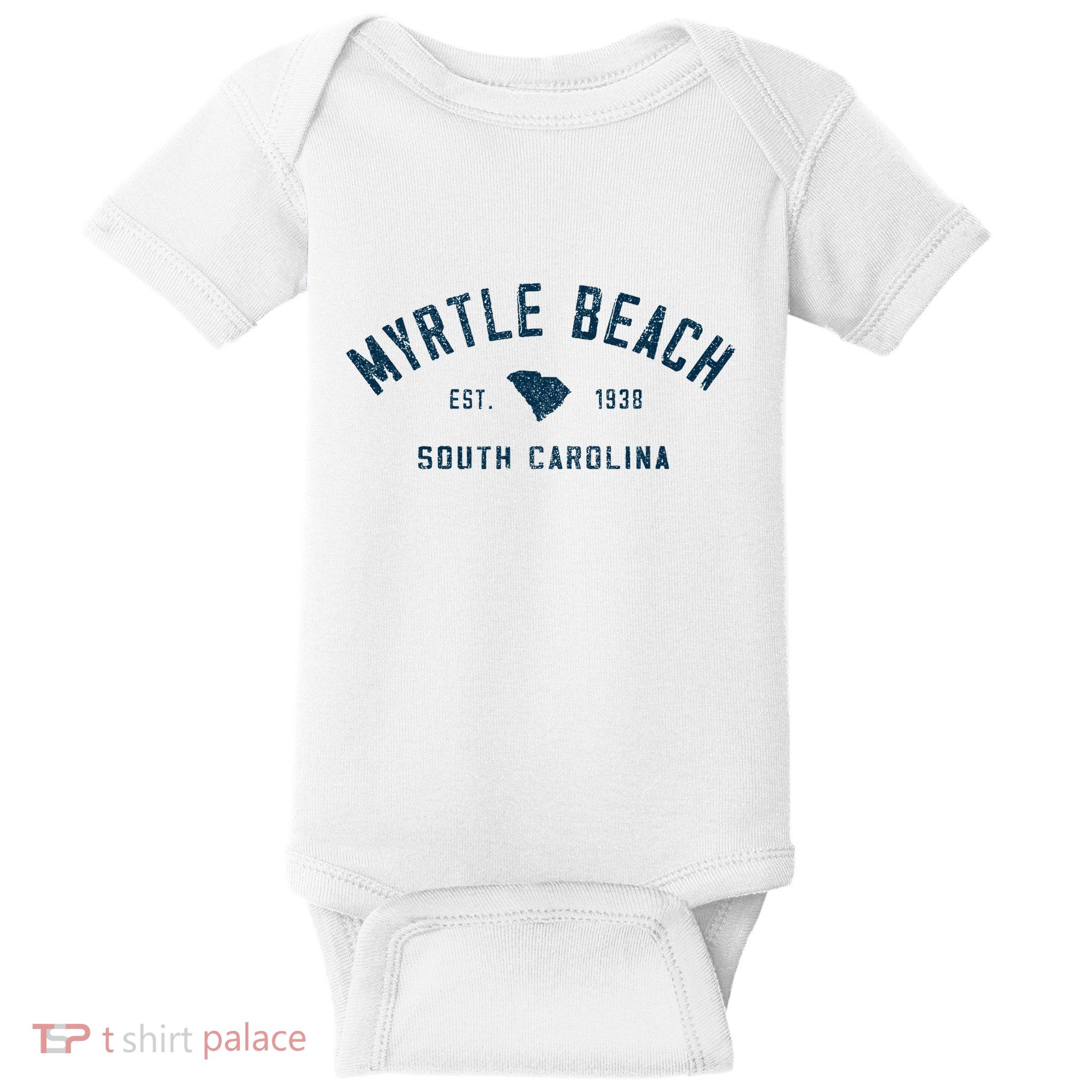 Myrtle Beach South Carolina Retro Throwback Souvenir Baby Bodysuit