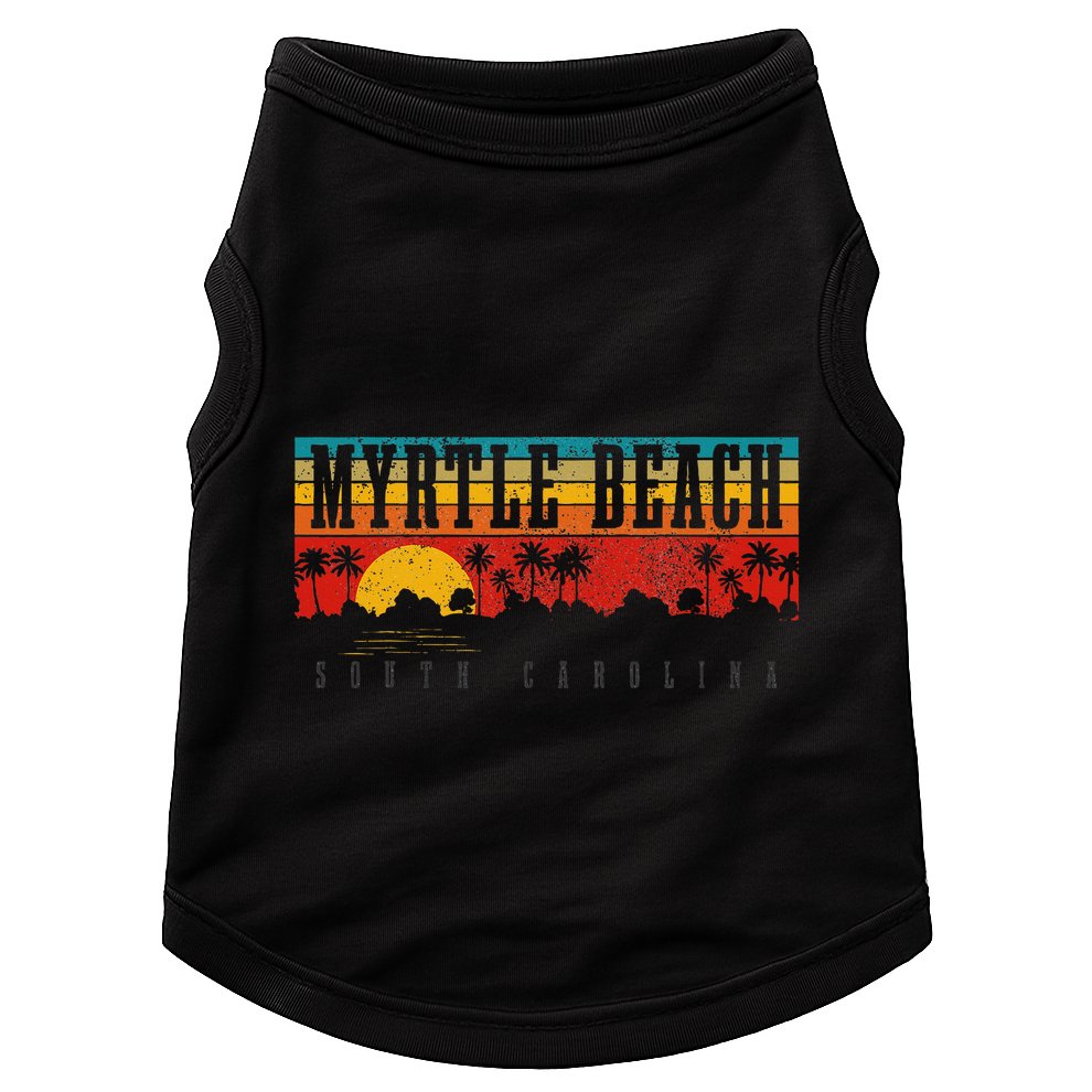 Myrtle Beach South Carolina Vintage Retro Sunset Surf Doggie Tank