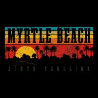 Myrtle Beach South Carolina Vintage Retro Sunset Surf Cooling Performance Crew T-Shirt