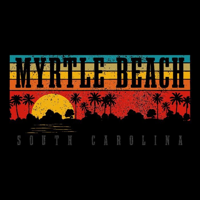 Myrtle Beach South Carolina Vintage Retro Sunset Surf Cooling Performance Crew T-Shirt