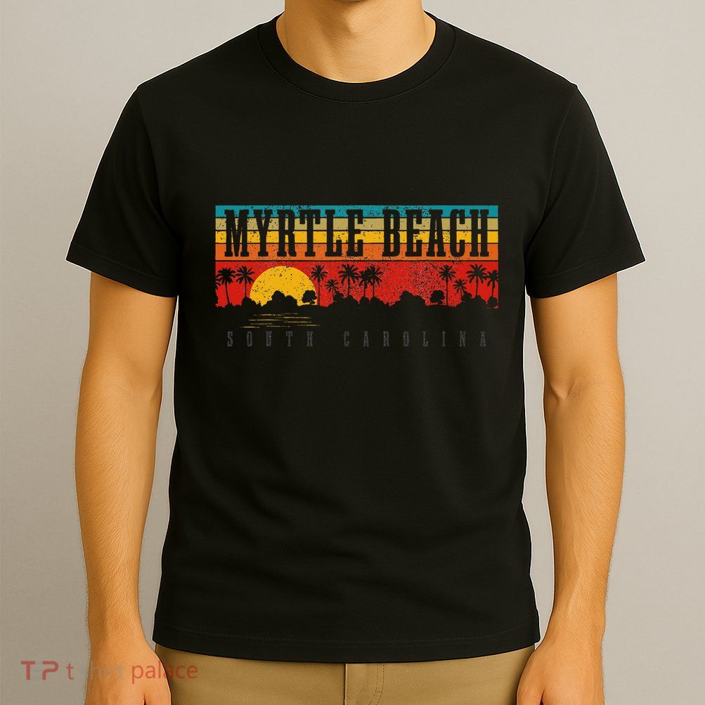 Myrtle Beach South Carolina Vintage Retro Sunset Surf T-Shirt