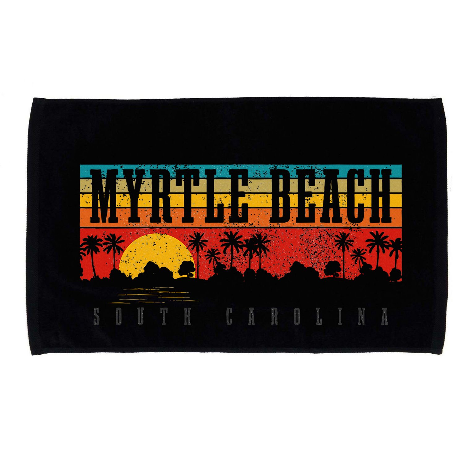 Myrtle Beach South Carolina Vintage Retro Sunset Surf Microfiber Hand Towel