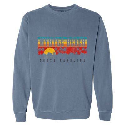 Myrtle Beach South Carolina Vintage Retro Sunset Surf Garment-Dyed Sweatshirt