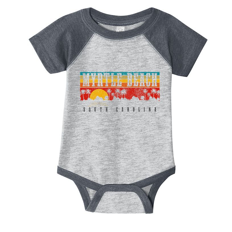 Myrtle Beach South Carolina Vintage Retro Sunset Surf Infant Baby Jersey Bodysuit