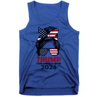 Messy Bun Support Trump 2024 Flag Take America Back Funny Gift Tank Top