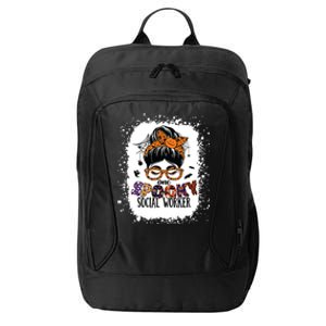 Messy Bun Spooky Social Worker Women Halloween School Worker City Backpack