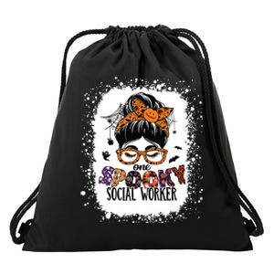 Messy Bun Spooky Social Worker Women Halloween School Worker Drawstring Bag