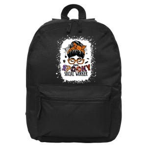 Messy Bun Spooky Social Worker Women Halloween School Worker 16 in Basic Backpack