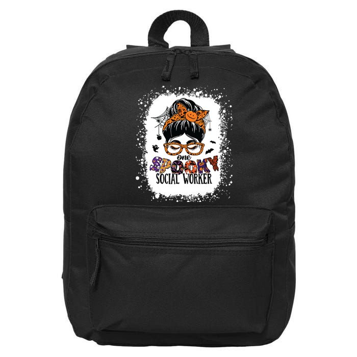 Messy Bun Spooky Social Worker Women Halloween School Worker 16 in Basic Backpack