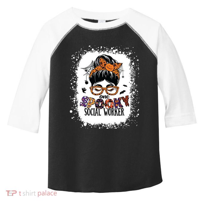Messy Bun Spooky Social Worker Women Halloween School Worker Toddler Fine Jersey T-Shirt