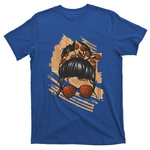 Messy Bun Sunglasses Basketball Mom Gift T-Shirt