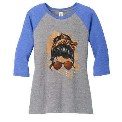 Messy Bun Sunglasses Basketball Mom Gift Women's Tri-Blend 3/4-Sleeve Raglan Shirt