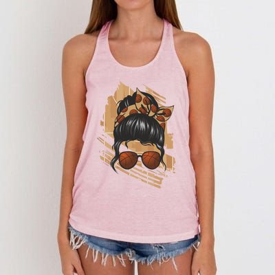 Messy Bun Sunglasses Basketball Mom Gift Women's Knotted Racerback Tank