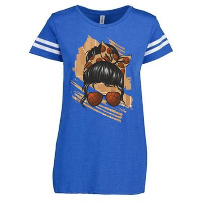 Messy Bun Sunglasses Basketball Mom Gift Enza Ladies Jersey Football T-Shirt