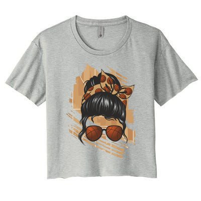 Messy Bun Sunglasses Basketball Mom Gift Women's Crop Top Tee