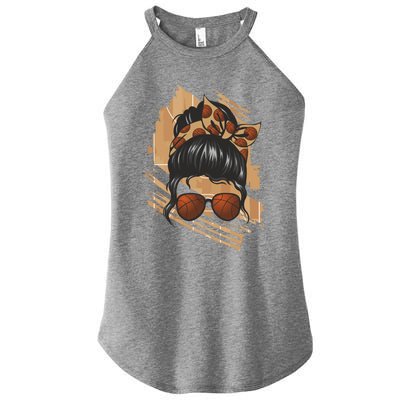 Messy Bun Sunglasses Basketball Mom Gift Women's Perfect Tri Rocker Tank