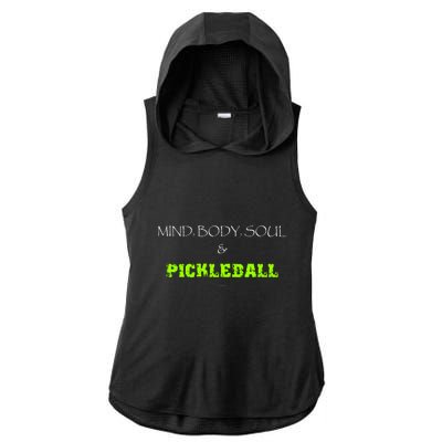 Mind Body Soul Pickleball Ladies PosiCharge Tri-Blend Wicking Draft Hoodie Tank