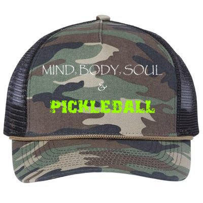 Mind Body Soul Pickleball Retro Rope Trucker Hat Cap