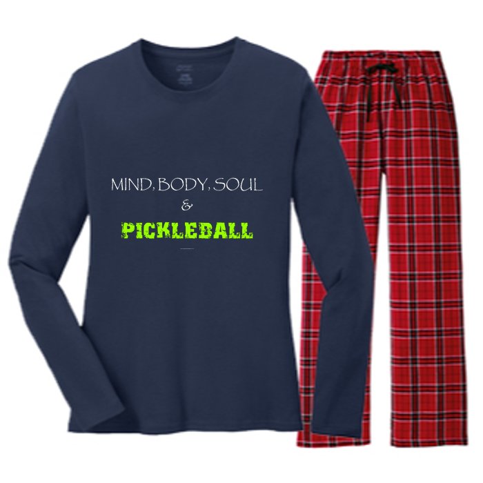 Mind Body Soul Pickleball Women's Long Sleeve Flannel Pajama Set 