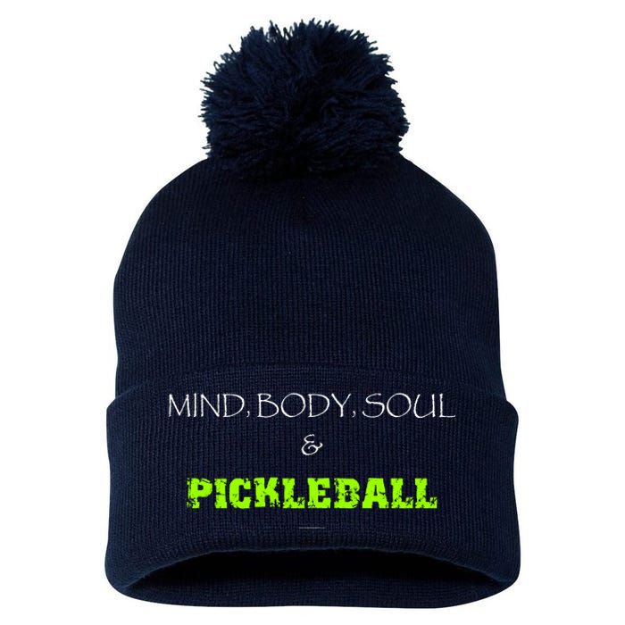 Mind Body Soul Pickleball Pom Pom 12in Knit Beanie