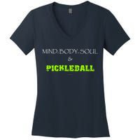 Mind Body Soul Pickleball Women's V-Neck T-Shirt