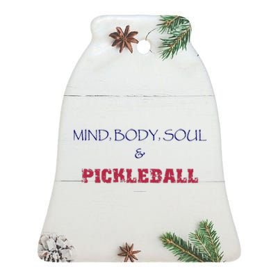 Mind Body Soul Pickleball Ceramic Bell Ornament