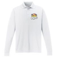 Myrtle Beach South Carolina Retro 70s Vintage Vacation Gift Performance Long Sleeve Polo