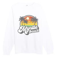 Myrtle Beach South Carolina Retro 70s Vintage Vacation Gift Premium Crewneck Sweatshirt