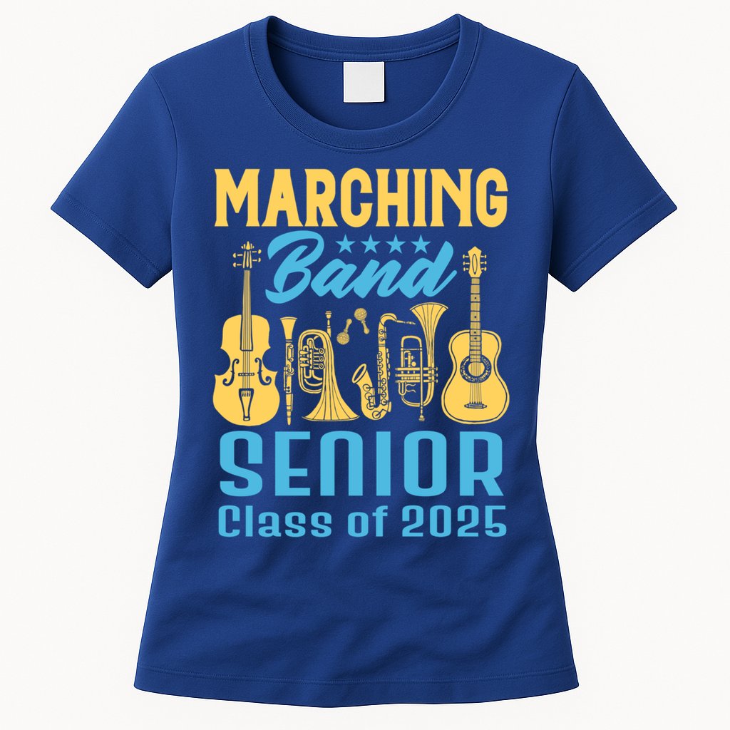Marching Band Senior 2025 Musician Graduation Party Funny Gift Womens T-Shirt