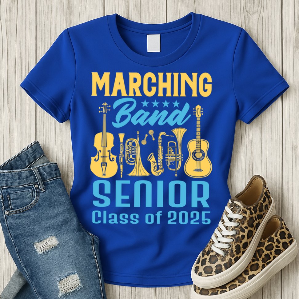 Marching Band Senior 2025 Musician Graduation Party Funny Gift Womens T-Shirt