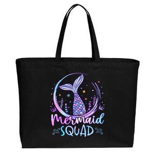 Mermaid Birthday Squad Party Girl Women Mermaid Cotton Canvas Jumbo Tote