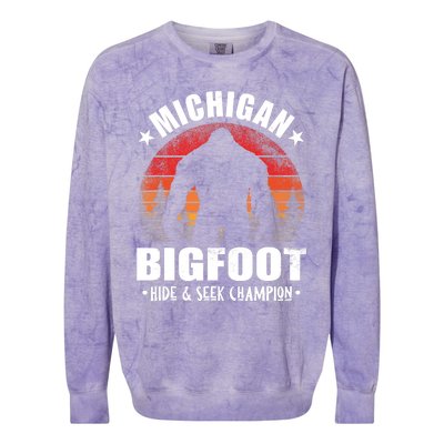 Michigan Bigfoot Sasquatch Sunset Hide And Seek Champion Colorblast Crewneck Sweatshirt