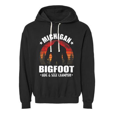 Michigan Bigfoot Sasquatch Sunset Hide And Seek Champion Garment-Dyed Fleece Hoodie