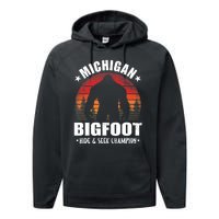 Michigan Bigfoot Sasquatch Sunset Hide And Seek Champion Performance Fleece Hoodie