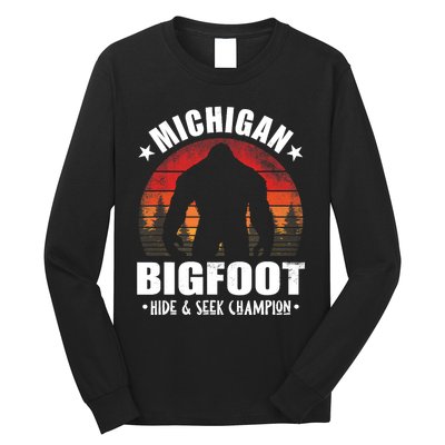 Michigan Bigfoot Sasquatch Sunset Hide And Seek Champion Long Sleeve Shirt