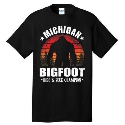 Michigan Bigfoot Sasquatch Sunset Hide And Seek Champion Tall T-Shirt