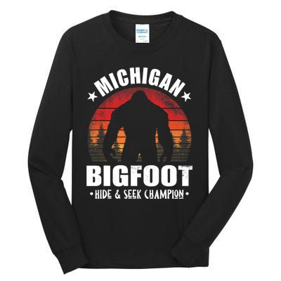 Michigan Bigfoot Sasquatch Sunset Hide And Seek Champion Tall Long Sleeve T-Shirt