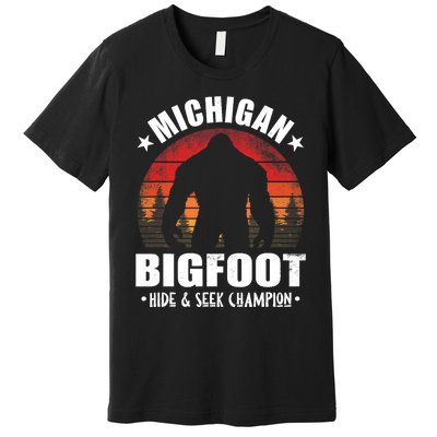 Michigan Bigfoot Sasquatch Sunset Hide And Seek Champion Premium T-Shirt