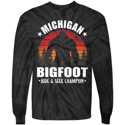 Michigan Bigfoot Sasquatch Sunset Hide And Seek Champion Tie-Dye Long Sleeve Shirt