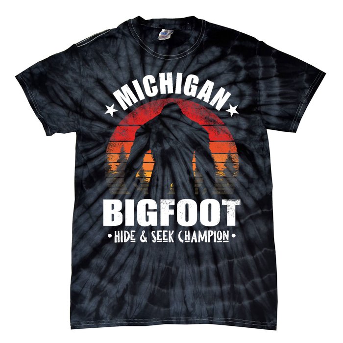 Michigan Bigfoot Sasquatch Sunset Hide And Seek Champion Tie-Dye T-Shirt