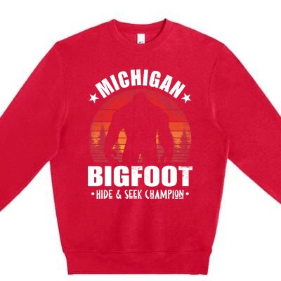 Michigan Bigfoot Sasquatch Sunset Hide And Seek Champion Premium Crewneck Sweatshirt