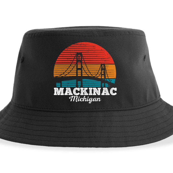 Mackinac Bridge Souvenir Mackinaw Island Retro Michigan Sustainable Bucket Hat