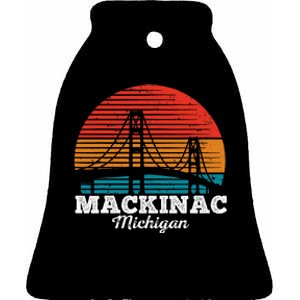 Mackinac Bridge Souvenir Mackinaw Island Retro Michigan Ceramic Bell Ornament