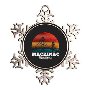 Mackinac Bridge Souvenir Mackinaw Island Retro Michigan Metallic Star Ornament